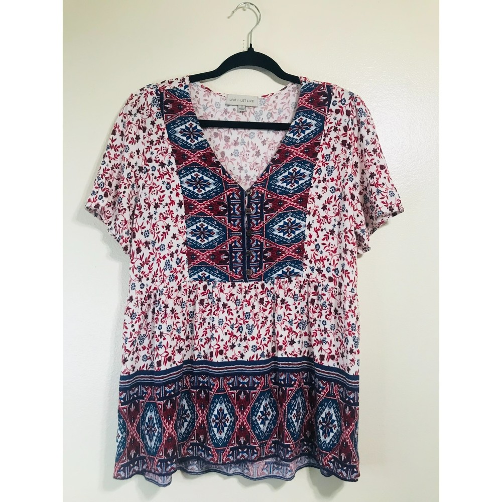 Live & Let Live BOHO Tunic Top, Size S